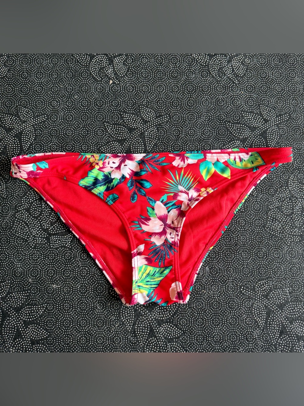 Hollister Red Floral Bikini Bottom small